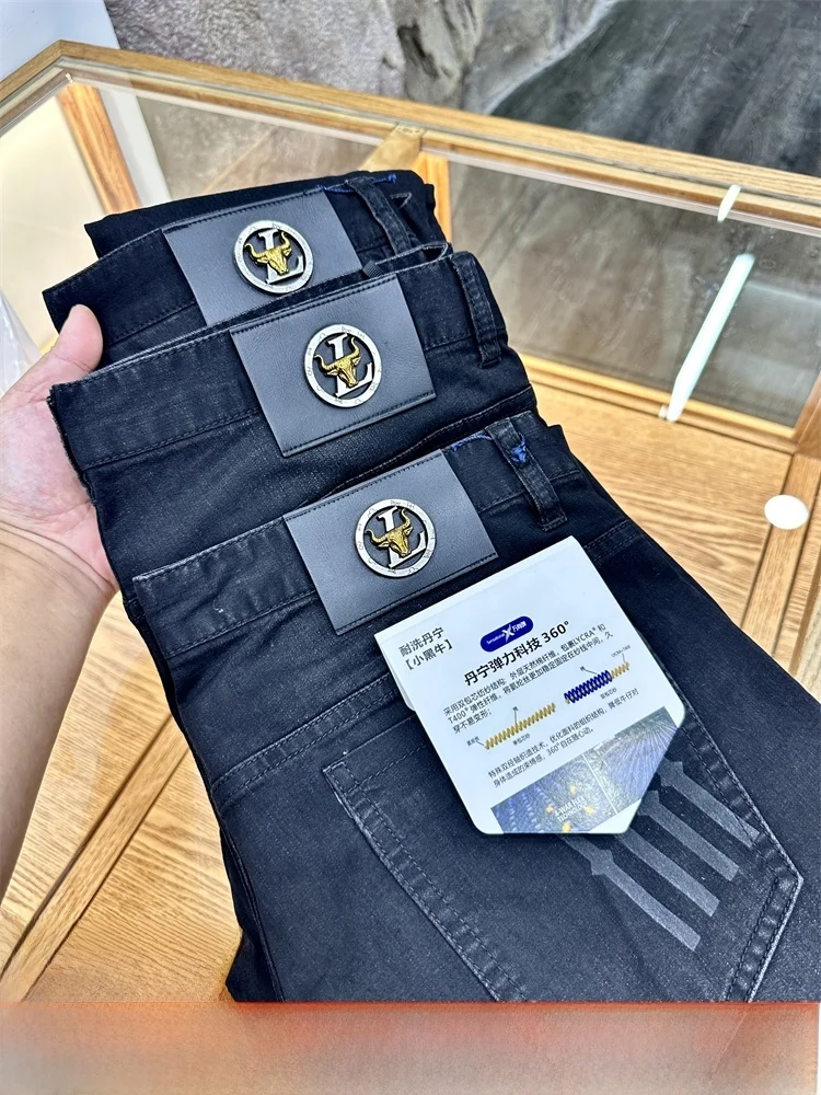 

Wangzhao Slim Fit Denim Jeans Waed Casual Thin Men's Faion Autumn 2025 Cotton Polyester Spandex Straight Leg Pants