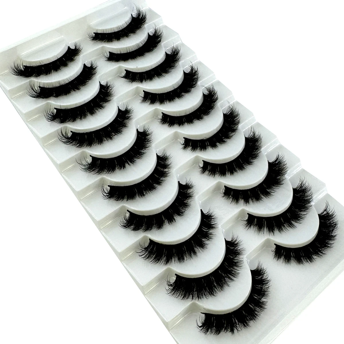 AMSDCN 8/10 Paires de faux cils en vison synthétique, longs et naturels, pour maquillage, extensions de cils 3D en vison, cils courts en vison pour la beauté