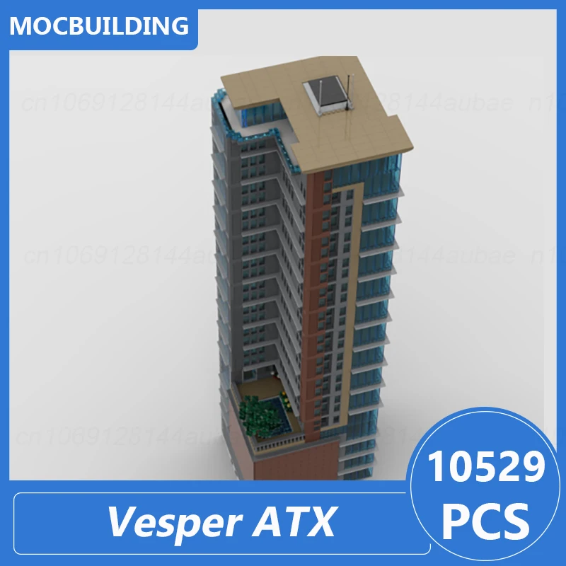 East 44th Street & Vesper ATX City Architecture Model Moc Building Blocks Diy Assemble Bricks Collection Display Xmas Toys Gifts