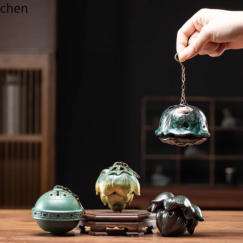 Cz agarwood backflow incense ornament for home hanging scent ball cut out sandalwood backflow zen ornament
