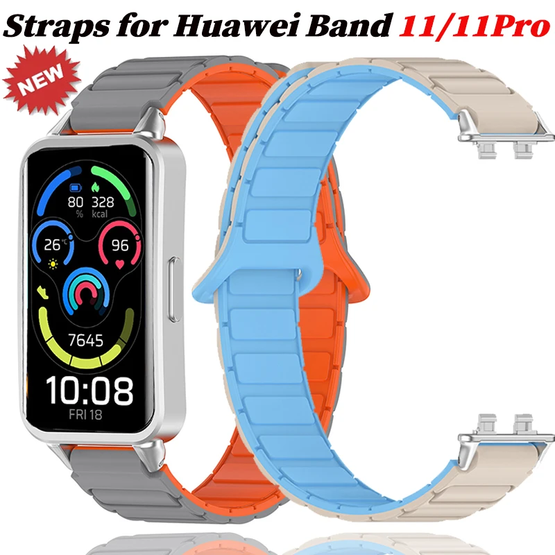 Magnetische Armbänder für Huawei Band 11 11Pro Zubehör Verstellbares Silikon-Ersatzarmband für Huawei Smart Band 11 Armband