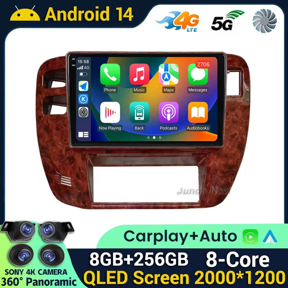 Android 14 2K Car Radio For Nissan Patrol 1997-2005 Video Multimedia Bluetooth Player Navigation GPS 4G Carplay stereo