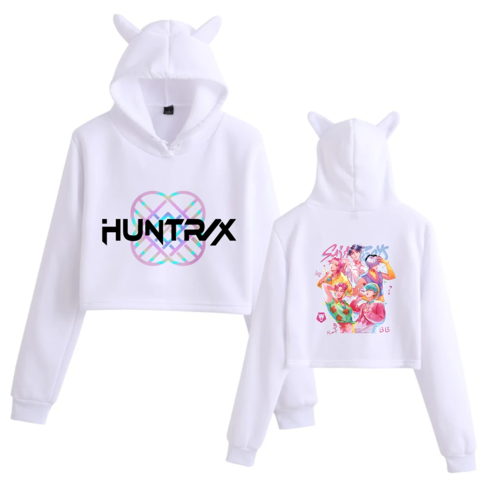 

Kpop Devil Hunter Fan Merch Толстовка с кошачьими ушками Модный укороченный топ с длинными рукавами для девочек