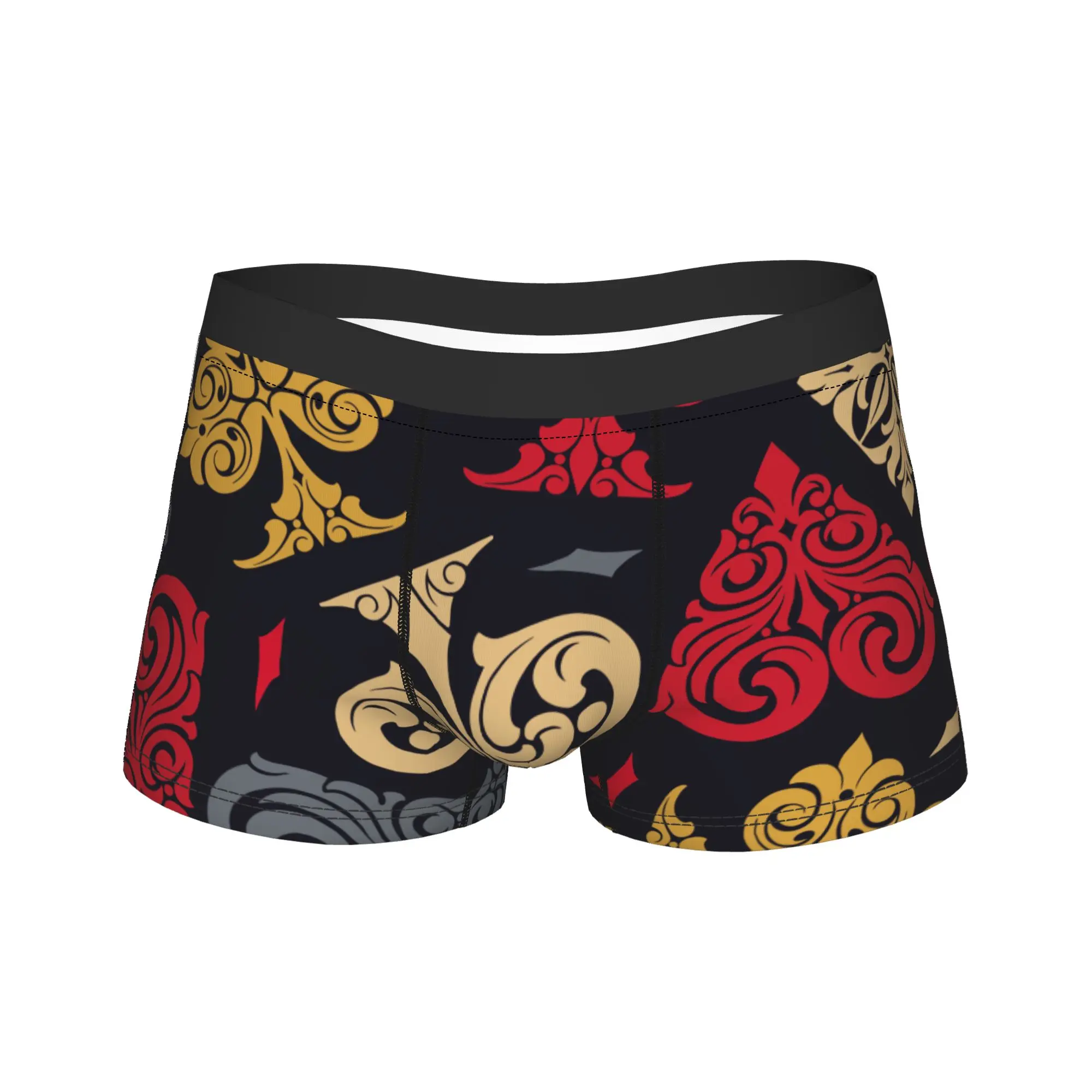 

Мужские трусы-боксеры с принтом игральных карт, забавные, мягкие, больших размеров