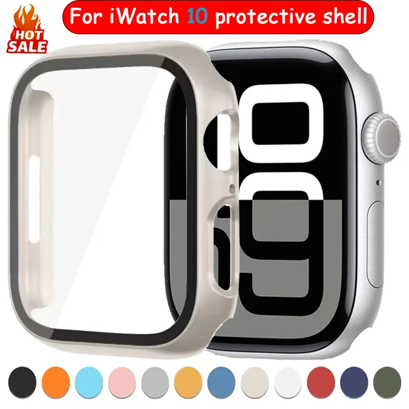 Tempered Glass+Case For iWatch 10 protective shell Apple Watch 10 generation shell film integrated iwatch 7/8/9 full shell Cover