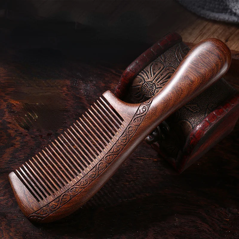 

Wooden Combs Handmade Comb Detangling Comb with Fine Tooth Natural Sandalwood comb with handle for Women Men Kids