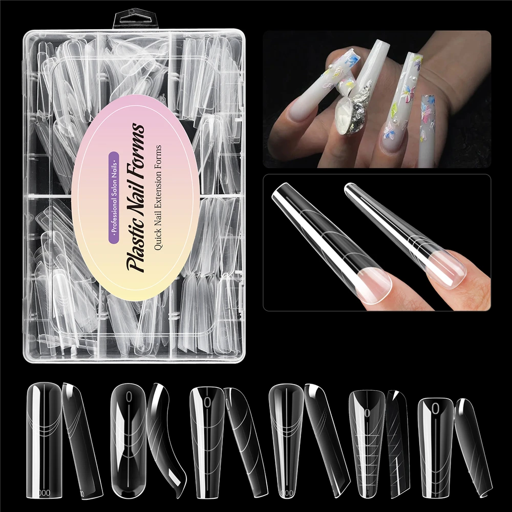 

TP прозрачные формы для ногтей, двойные формы, 180 шт./кор., формы для ногтей с полным покрытием, формы для быстрого наращивания геля, акриловая система наращивания ногтей, маникюрные инструменты