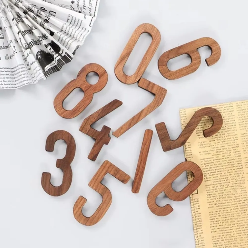 Minimalist Walnut Wooden House Number With Adhesive Back 0‑9 Door Mailbox Label Outdoor 3D Door Number Home Wall Decoration