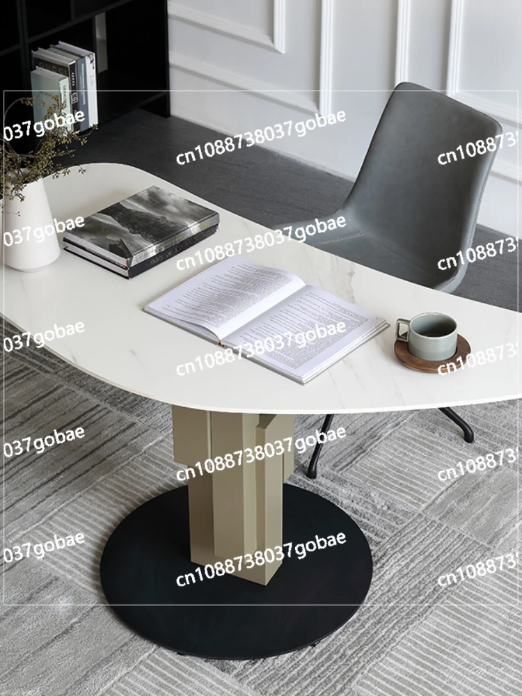 ZC Stone Plate Desk Simple Modern Small Apartment Study Laptop Office Desk and Chair