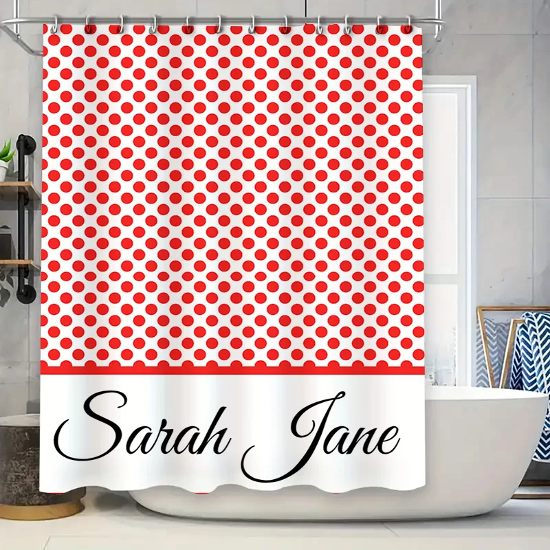 

Персонализированная занавеска для душа в красную точку, индивидуальное имя, декор для ванной комнаты, душевые двери для отеля, водонепроницаемая моющаяся украшение для дома Сара