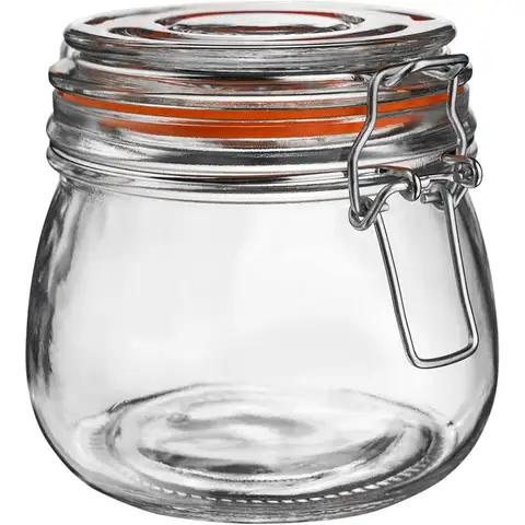 Airtight 25 oz Glass Jars with Leak-Proof Rubber Gasket, Wide Mouth Mason Jars with Hinged Lids, 750ml Glass Storage Containers