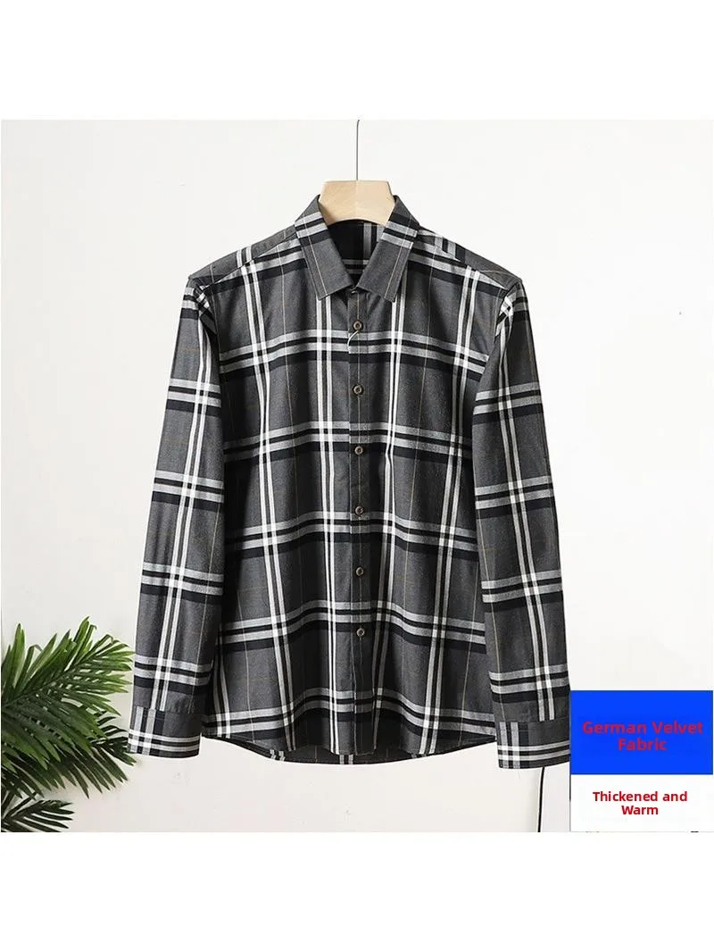 

Faionable Casual Men's Plaid irt Stand Fit Long Sve Breathable Warm Thiened Autumn Winter New Arrival Maso