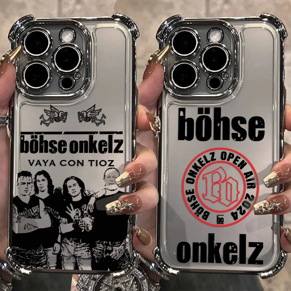 Heiße Rockband B-Böhse Onkelz Handyhülle mit Galvanisierung für iPhone 17 16e 16 15 14 13 12 11 Pro Max X XSMax 7 8 Mini Air Plus – Sturzsicher