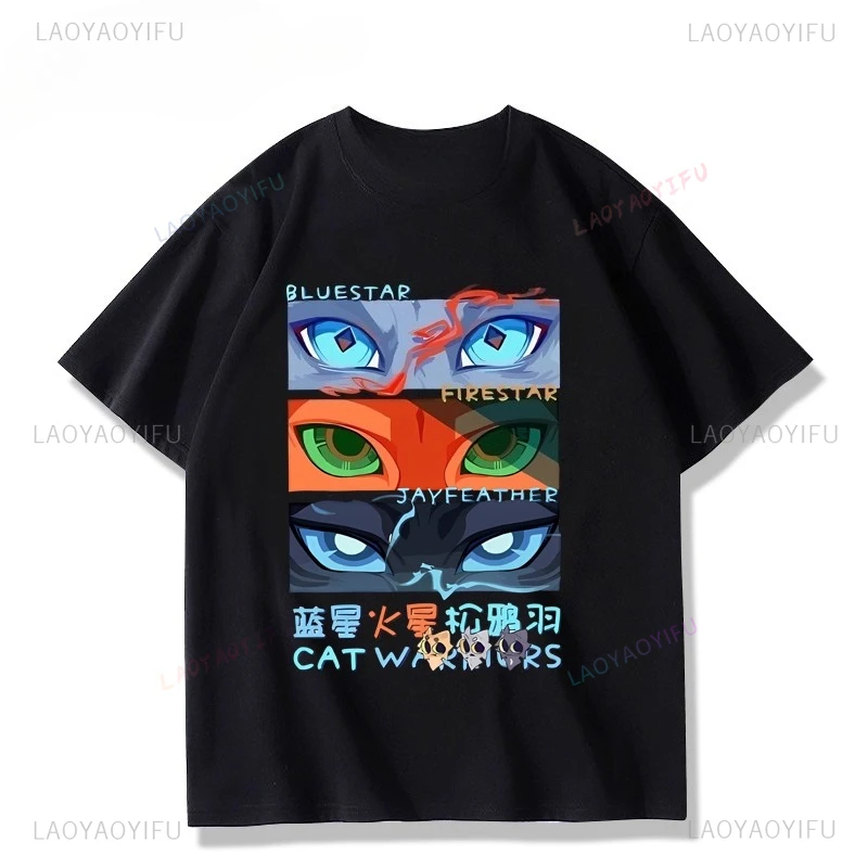 Camiseta de gatos guerreros para hombre y mujer, Camiseta Kawaii de algodón 100%, Camiseta Unisex bonita para amantes de las mascotas, Camiseta de manga corta con cuello redondo, XS-3XL Y2K
