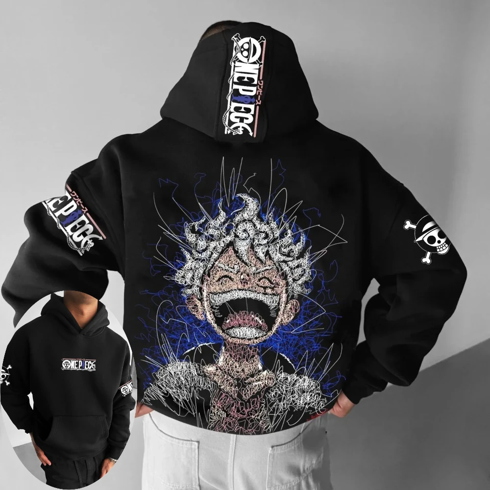 

ONE PIECE Men's Hoodie Sweater Monkey D. Luffy Anime Spring and Autumn Boys Children's Long Sleeve Cotton Parent-Child Clothing