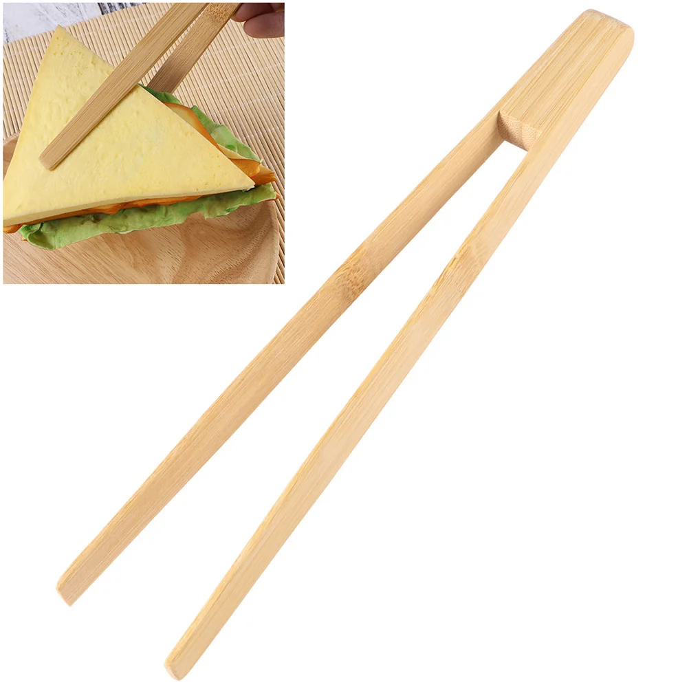 

2Pcs Bamboo Kitchen Tongs Safe Lightweight Easy Grip for Toast Bacon Bagel Pancakes Muffins Grilling Meat