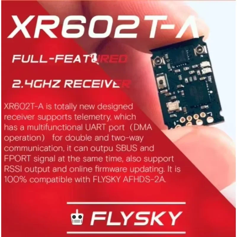 XR602T-A2 FlySky AFHDS 2A Receiver, 0.8g Tiny Size, Diversity Antenna, SBUS FPort Telemetry, UFL Connector for FPV Quads
