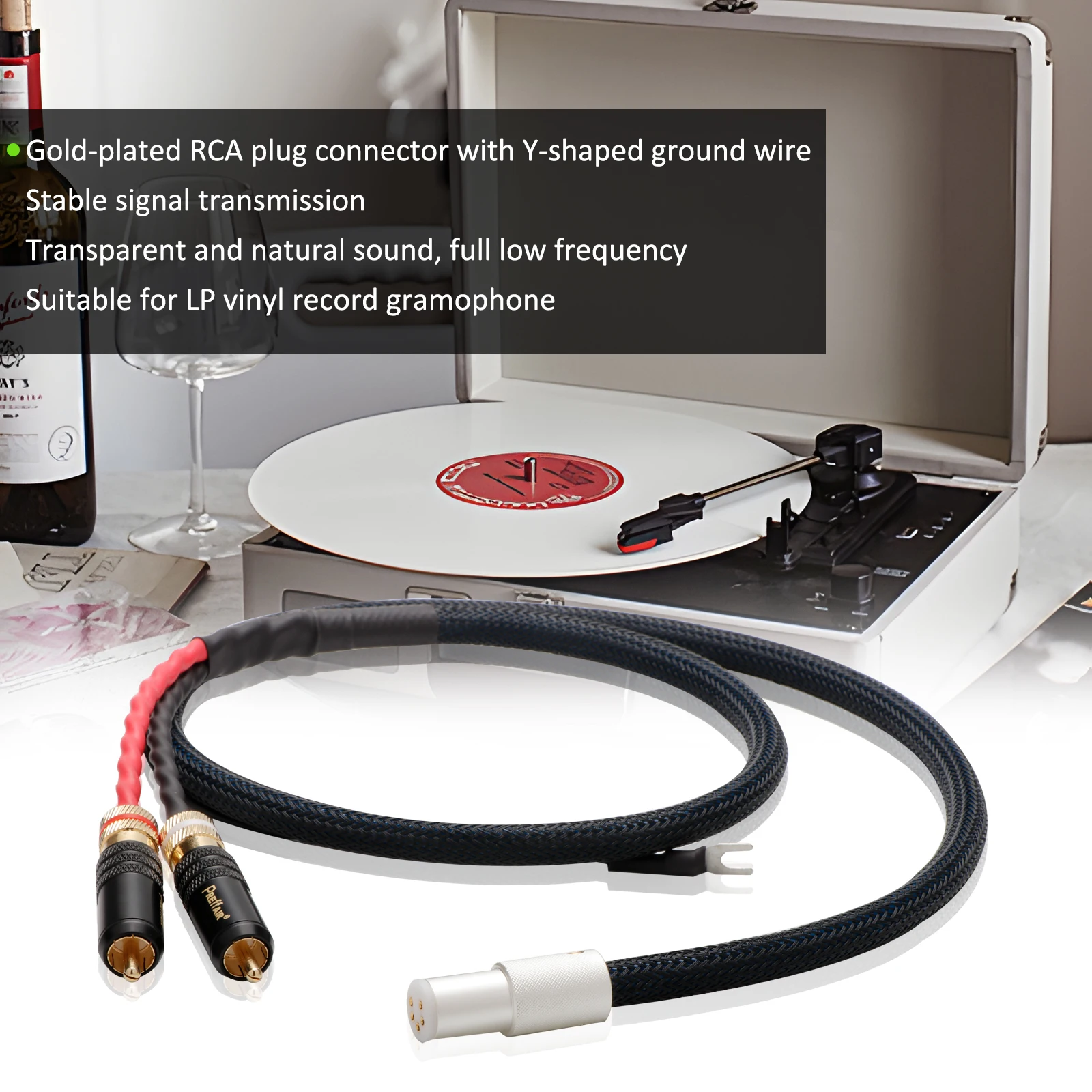 Nowy OFC posrebrzany z ekranem RCA 5-pinowy wtyk spadeowy DIN XLR U Kabel audio Phono Tonearm z przewodem uziemiającym