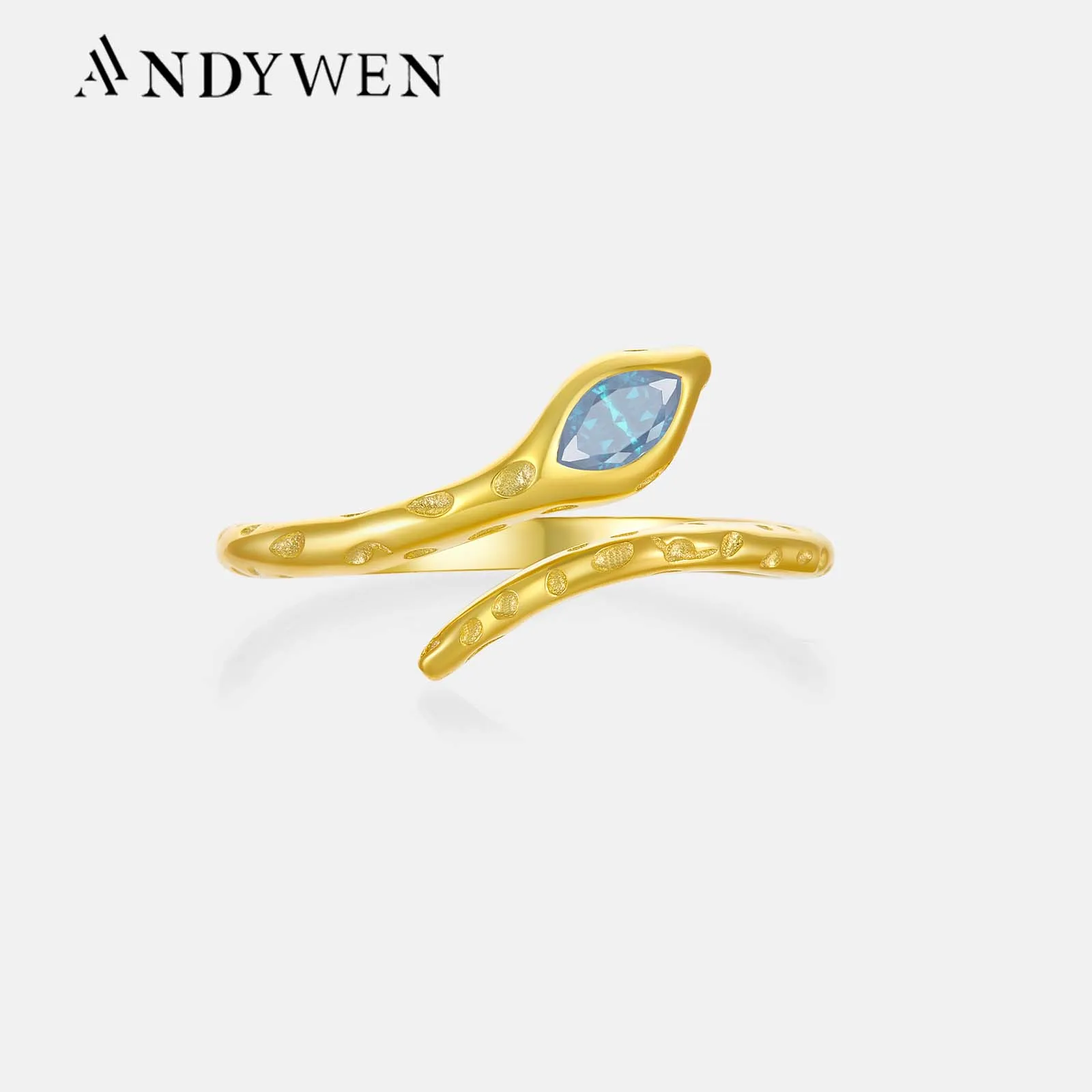 ANDYWEN 100% 925 Sterling Silver Gold Marqulse Zircon Resizable Ring Women Luxury Fine Jewelry 2024 Crystal Jewels