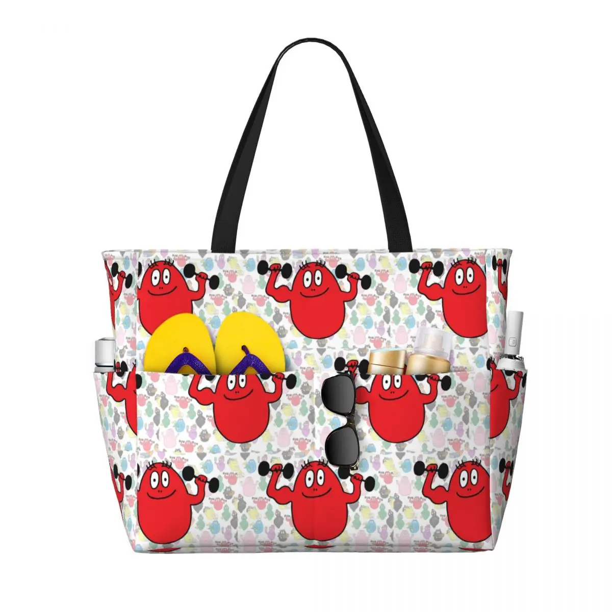 

Barba Red Boy Les Barbapapa Family Beach Tote Bag Sport Gym Yoga Duffle Large Tote Bag Women Travel Bag Fitness bag