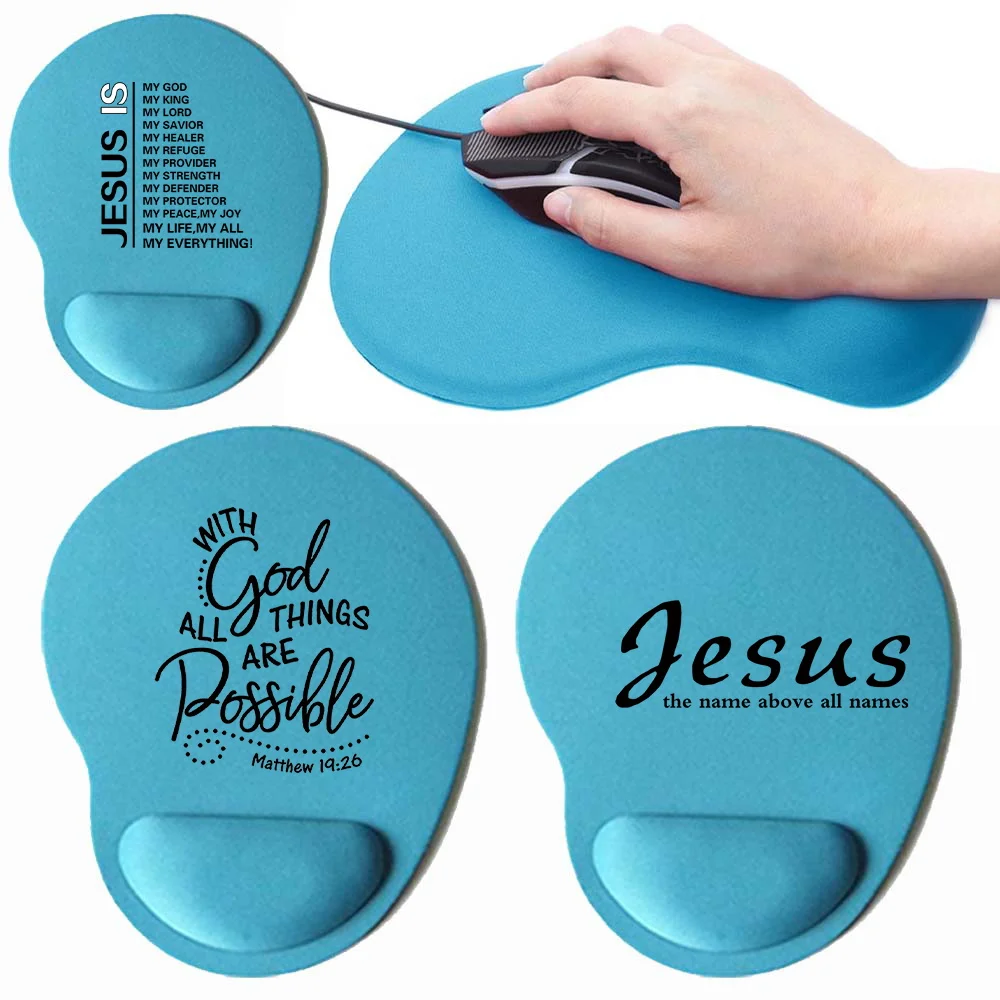 Mouse Pad Blue Gaming Esports Guard Wrist Desk Mat Jesus Series Universal Desktop and Laptop Computer Office Anti Slip Pad