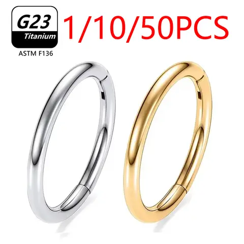 1/10 /50Pcs G23 Titanium Nose Ring Hoop Earring For Women Piercing Jewelry Lip Ear Ring Hoop Mixed Color Body Clips Hing