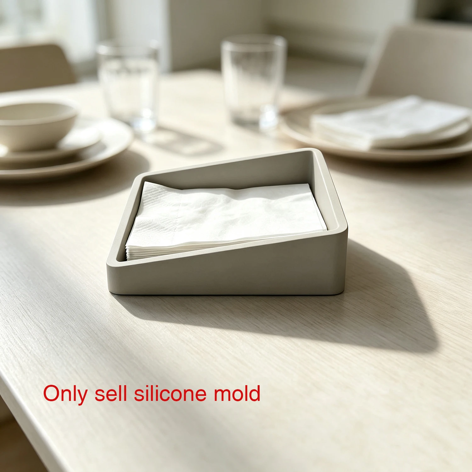 Silicone Mold For Sloped Square Napkin Holder DIY Concrete Tissue Storage Box Table Decor Handmade Craft Mould