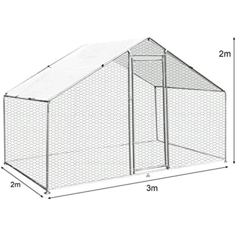 Large Chicken Coop Rabbits Habitat Cage Spire Shaped Coop with Waterproof and Anti-Ultraviolet Cover (6.56' L X 9.8' W X 6.56' H