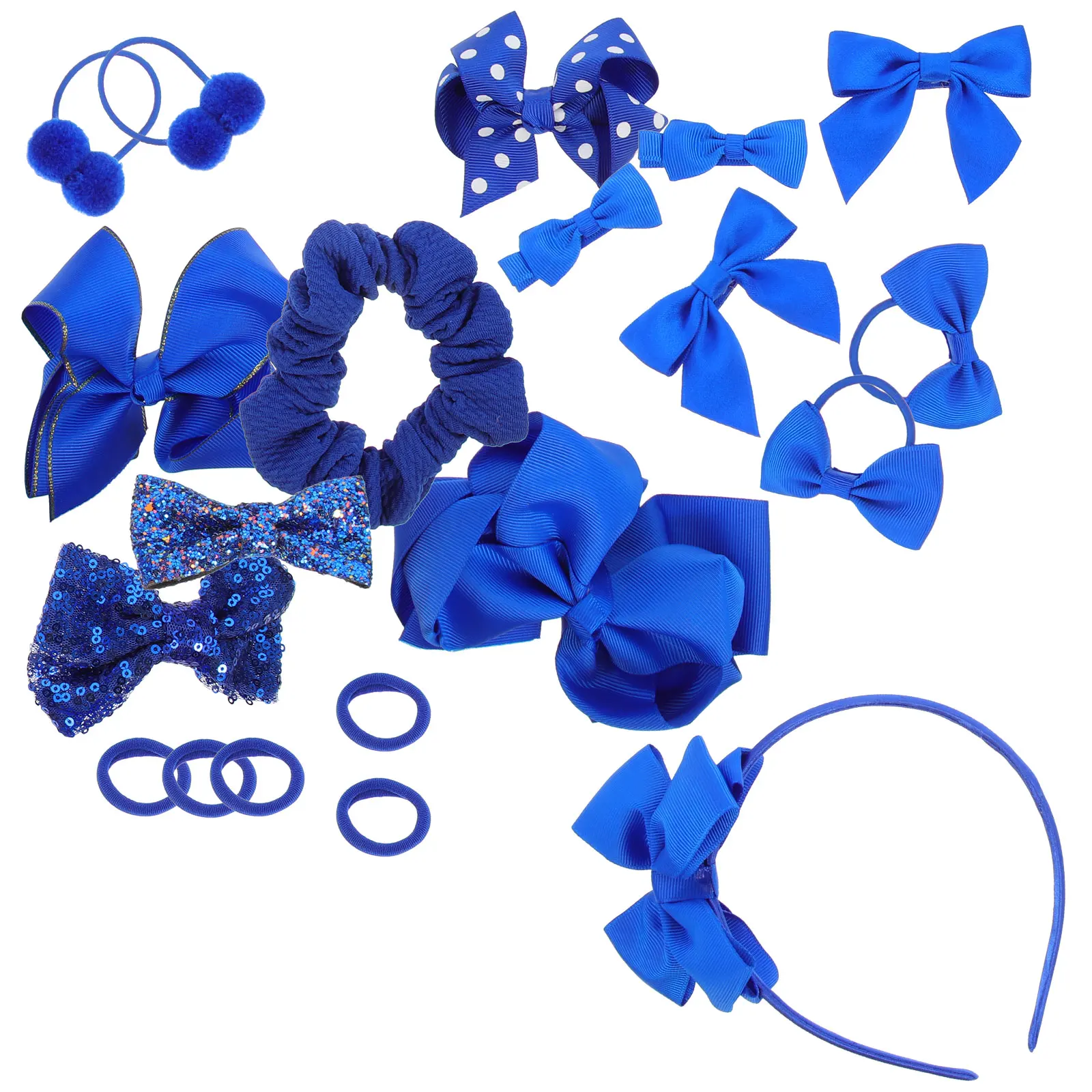 

20pcs Girls Hair Accessories Blue Hair Bows Headband Barrettes Elastic Bands Non Pulling Kids Scrunchies Ponytail Holders Daily