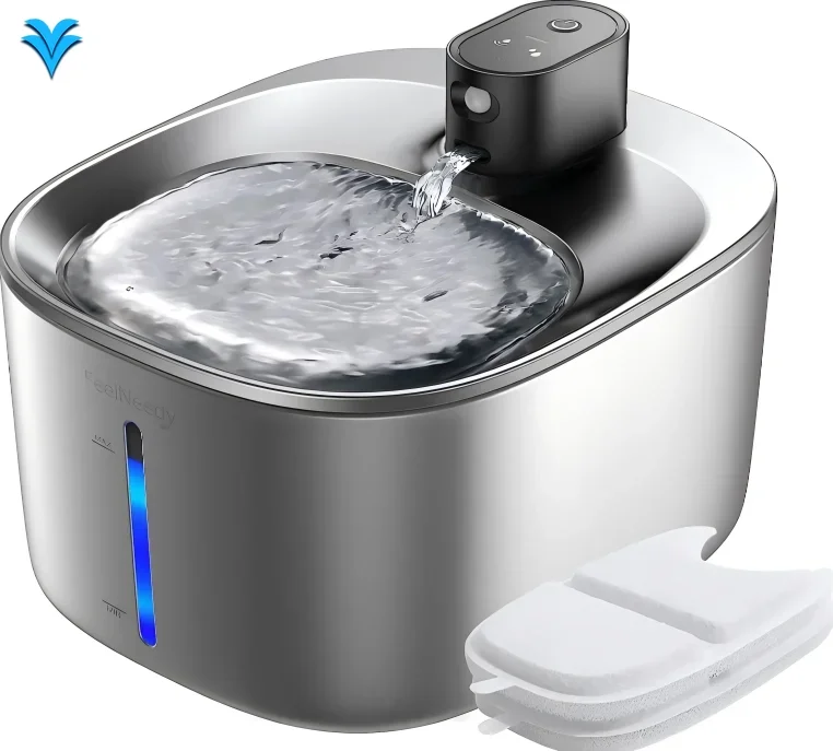 

Wholesale Cat Stainless Steel Water Dispenser Stand Automatic Drinker for Cold Feeder Pet Drinking Fountain 4L