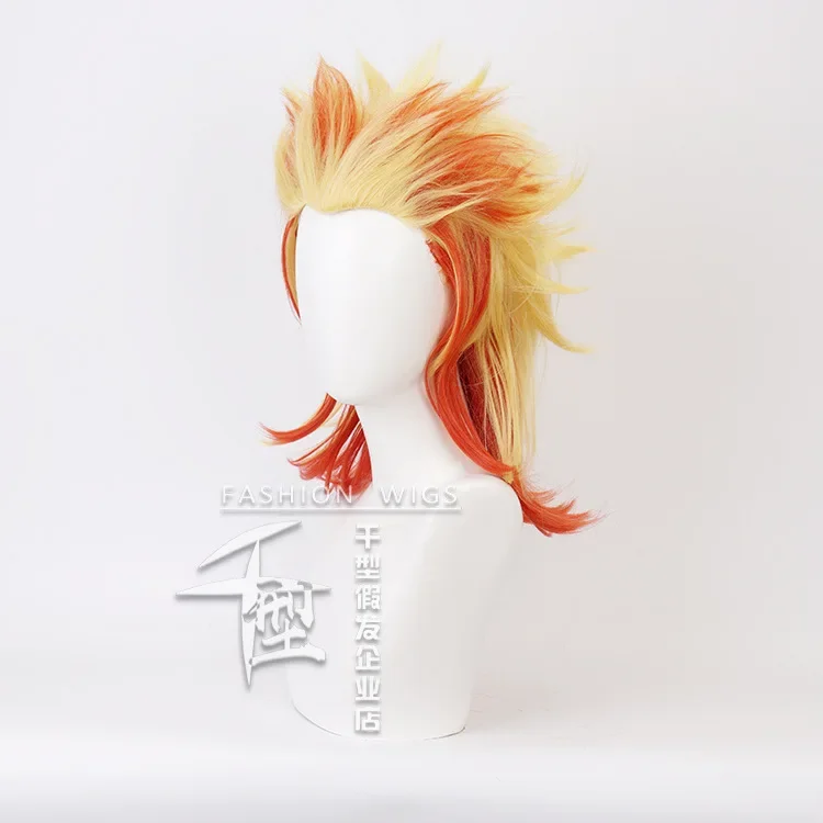 Anime Rengoku Kyoujurou Parrucca Cosplay Giallo Arancione Sfumatura Capelli Sintetici 50 Centimetri Lunga Parrucca Uomo Donna Comic-con Accessori Costume