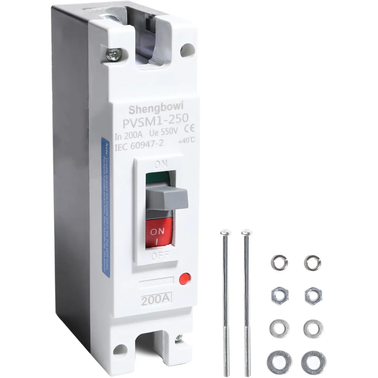 Main DC 200 Amp Circuit Breaker AC Disconnect Switch 1 Poles 550V Battery Thermal Magnetic Trip Power Solar UPS Station