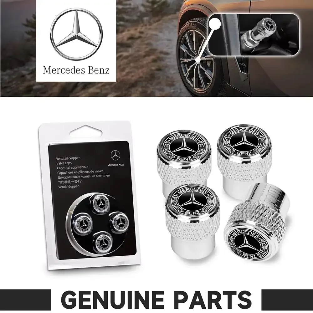 4pcs/set Wheel Tire Valve Stem Cap Dust Cover For Mercedes-Benz C-Class W202 W203 W204 E-Class W221 Interior Mouldings