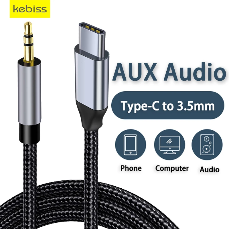 Câble de Type C à 3.5mm Aux, câble Audio pour écouteurs de voiture, convertisseur USB C, Jack, haut-parleur, pour Samsung Xiaomi Redmi