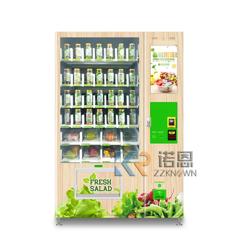 Belt Conveyor Glass Water Healthy Food Fruit Salad Egg Vegetable Combo Elevator Vending Machine