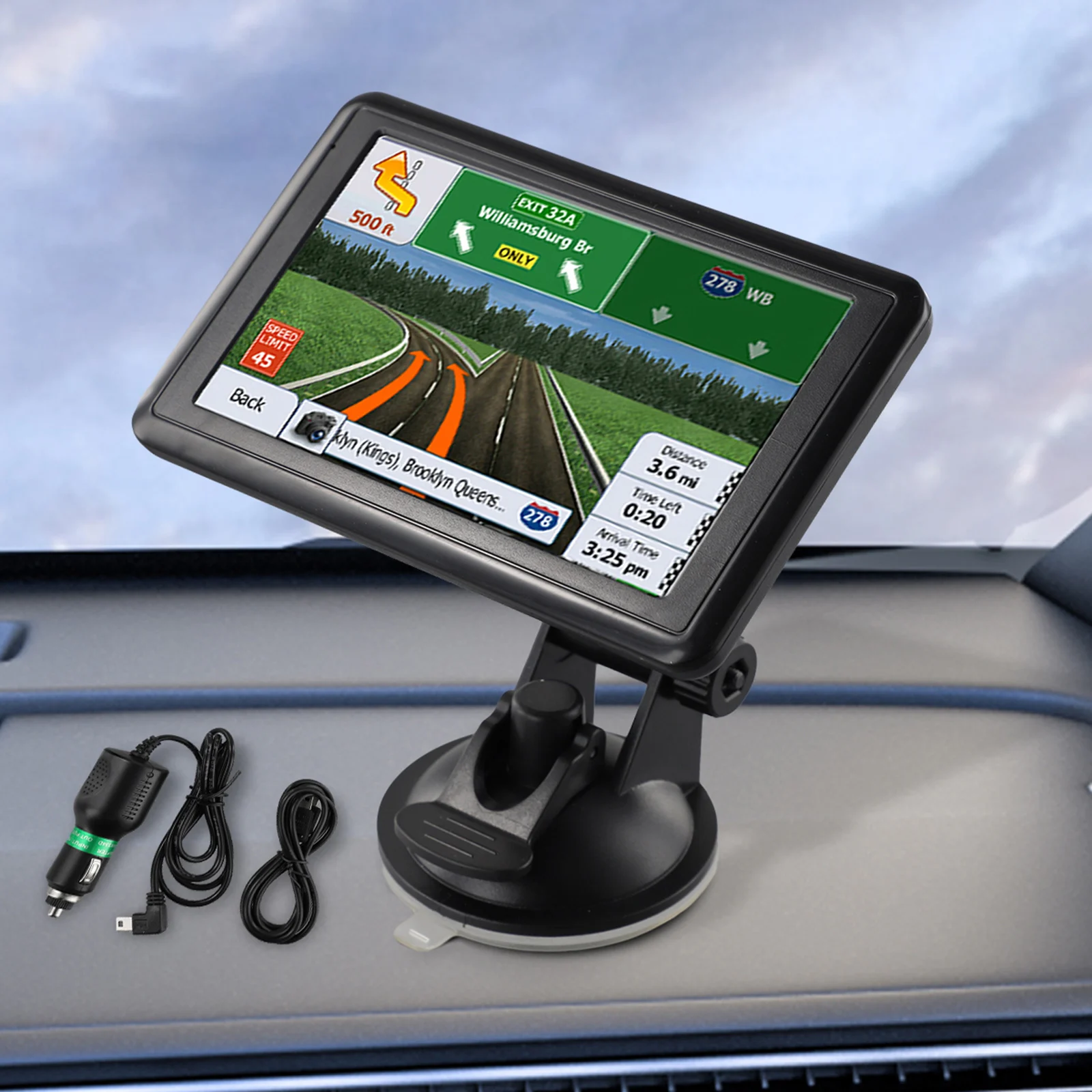 GPS Navigator Device 5 inch Touch Screen Car Truck Navigation For SA 8GB + 128MB Memory External Card Supported