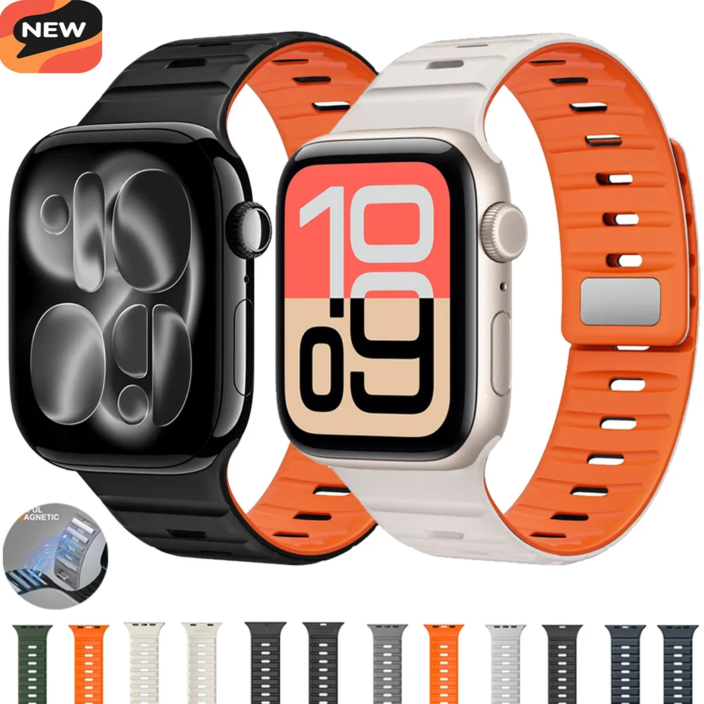 Silikonarmband für Apple Watch Ultra 3/2/1 49 mm 11 10 9 8 7 42 mm 46 mm 41 mm 45 mm Magnetarmband Armband Iwatch 6 SE 44/40 mm