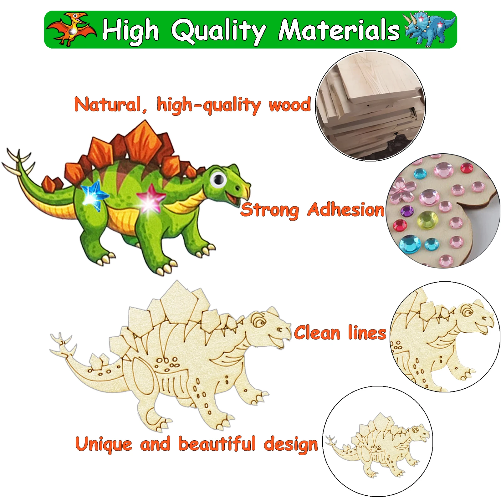 270 sets of dinosaur crafts, colored wooden crafts, unfinished crafts sets, birthday party crafts for DIY crafts, birthday gifts