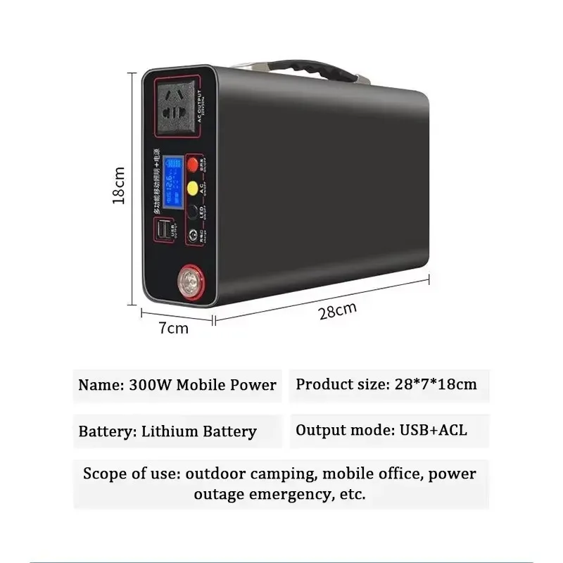 300W Portable Power Station 220V 90000mah LiFePO4 Rechargeable Battery Power Banks for Outdoor Camping Emergency Power Supply