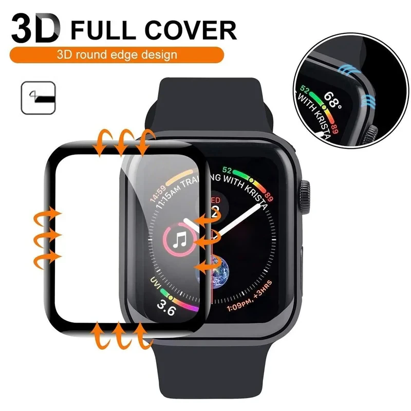 Protetor de Tela Cheia Impermeável para Apple Watch, 3D, Ultra 9, 8, 7, 6, SE, 5, 49mm, 45mm, 41mm, 40mm, 44mm, não vidro para iWatch 3, 38mm, 42mm