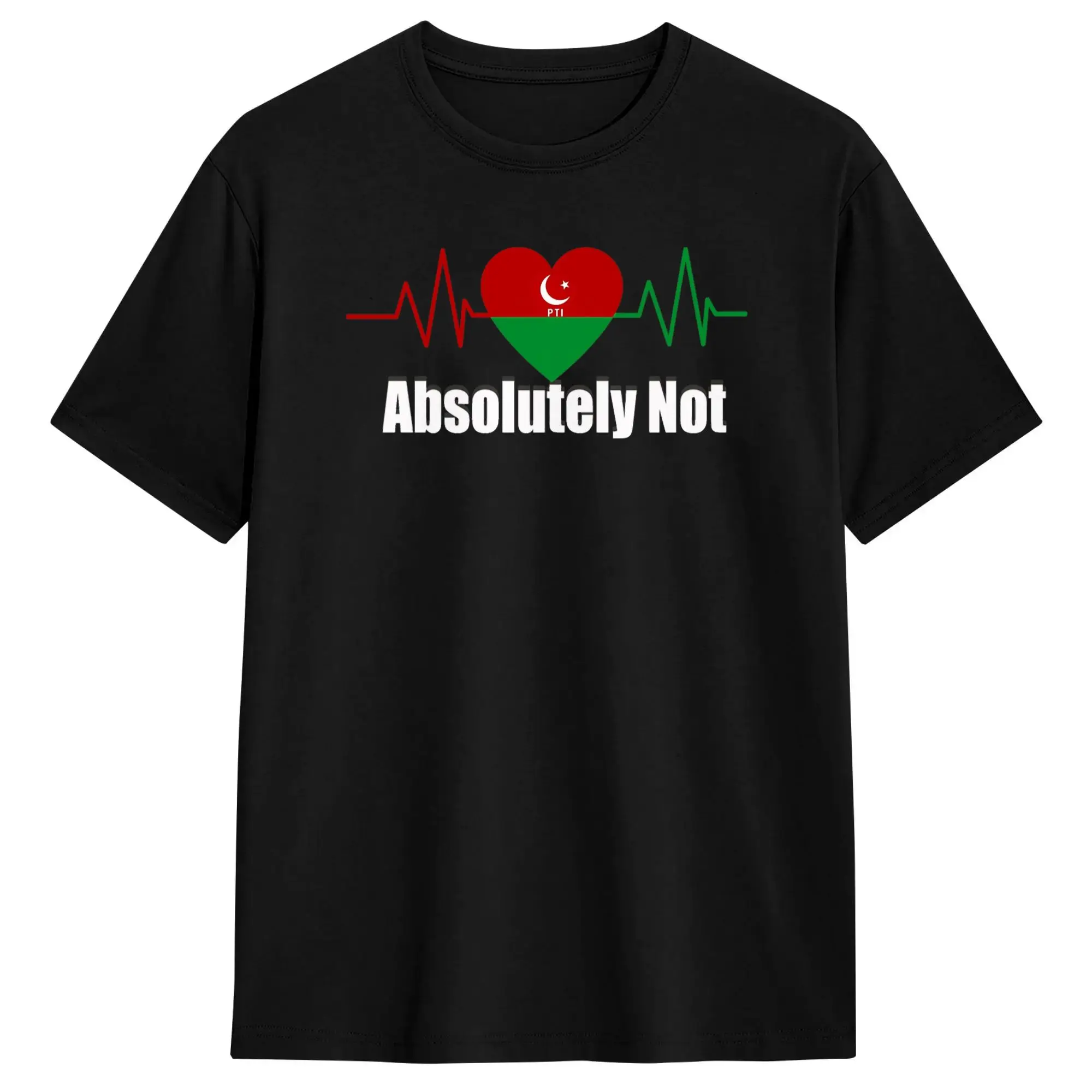 Imran Khan Absolutely Not Heart Pakistan Pti Flag T-Shirt for Men Pure Cotton Tees Round Collar Short Sleeve T Shirts Tops