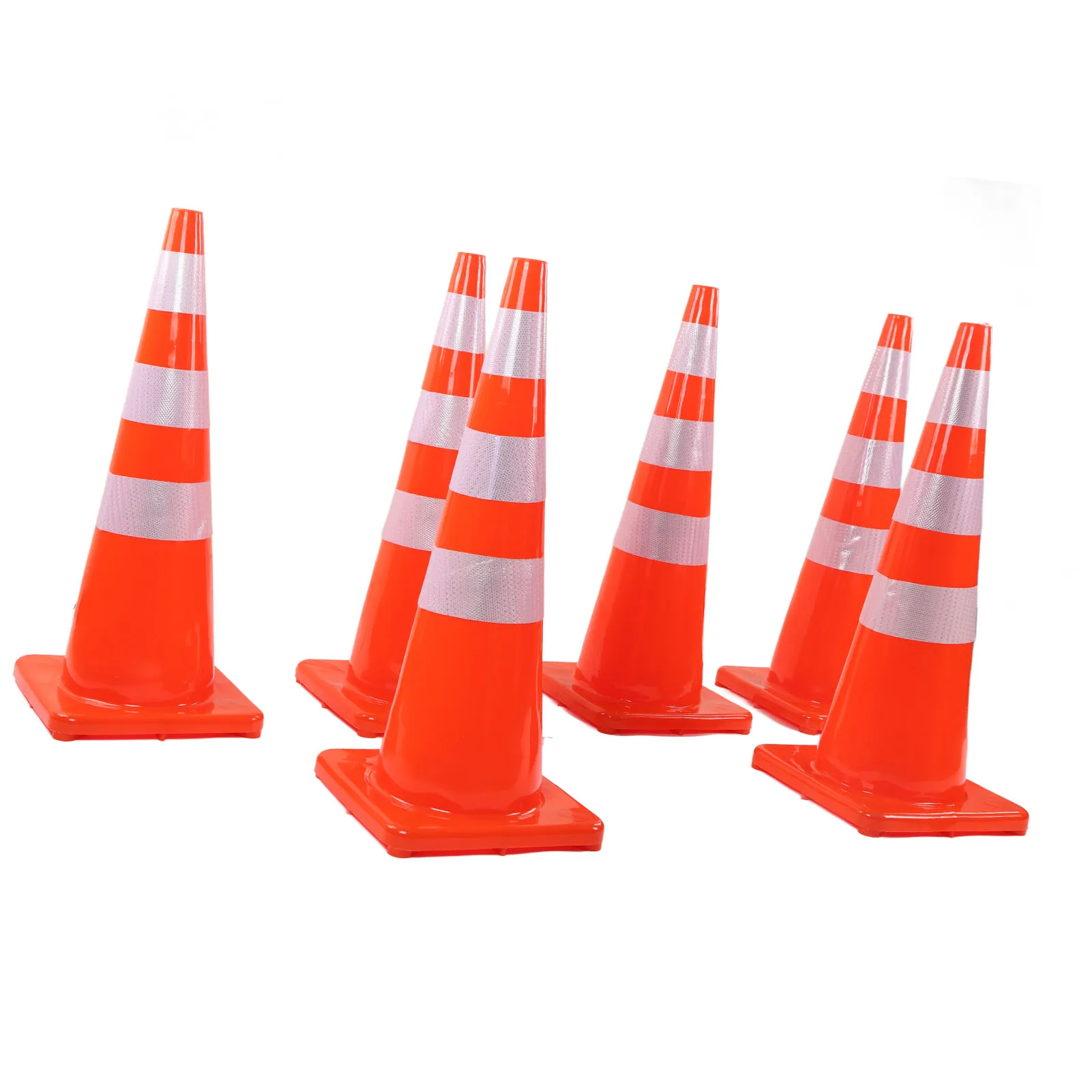 6Pcs Traffic Cones Weather Resistant Reflective Square Base Lightweight Road Cones for Parking Lot Camping Red Traffic Control