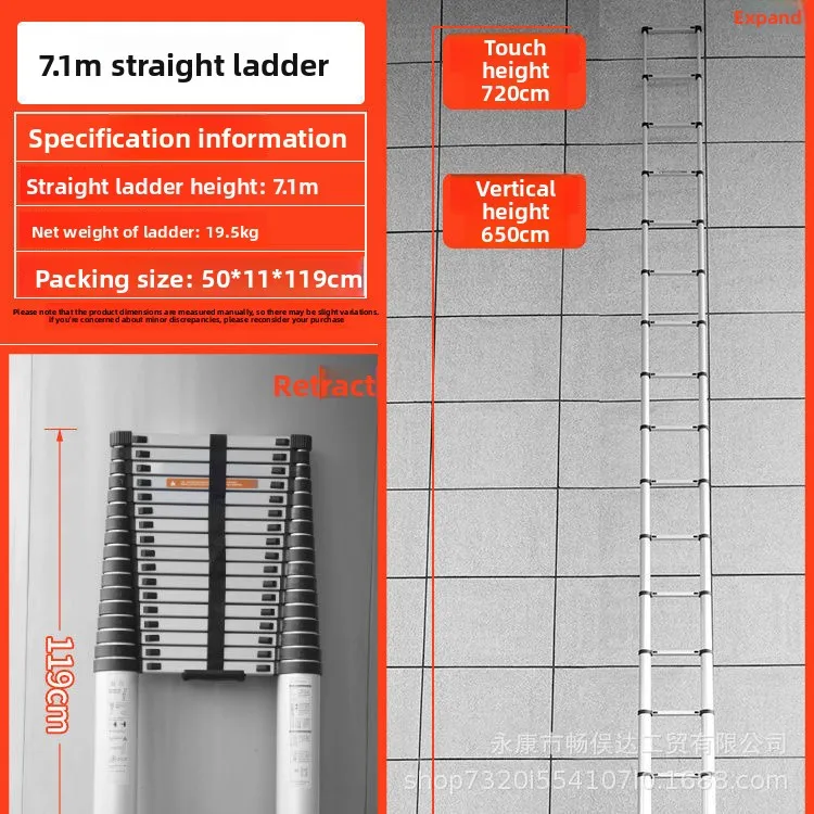 Exquisite Minimalist Herringbone ladder telescopic folding ladder step thickening engineering elevator can be folded and stored