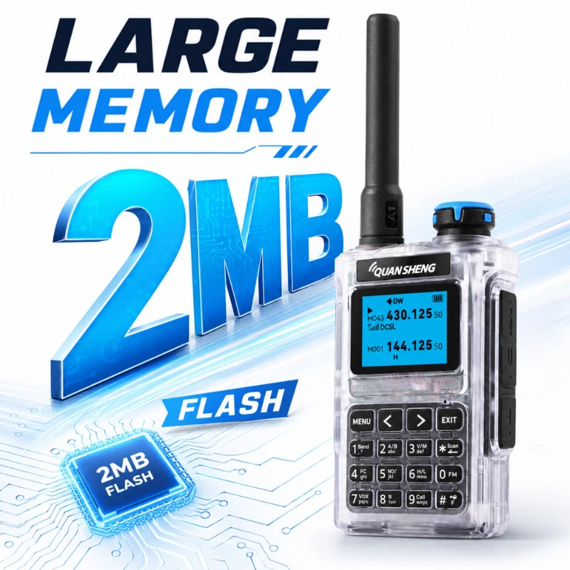 QUANSHENG UV-K1 Mini Walkie Talkie 2MB Flash UHF VHF Wireless Copy Frequency USB-C Charging NOAA Long Range Portable TwoWayRadio