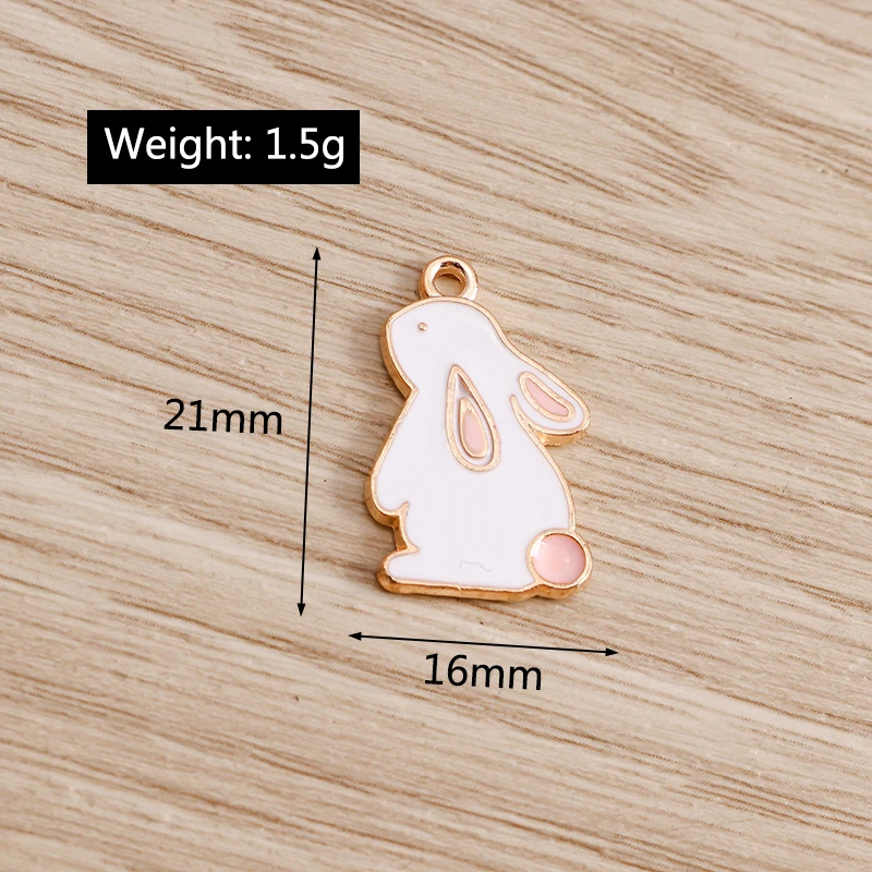 Tusember 10 Stück Emaille-Anhänger mit niedlichem Häschen-Motiv, weißer Hase, für die Schmuckherstellung, DIY-Ohrringe, Halsketten, handgefertigte Accessoires – Detail 1