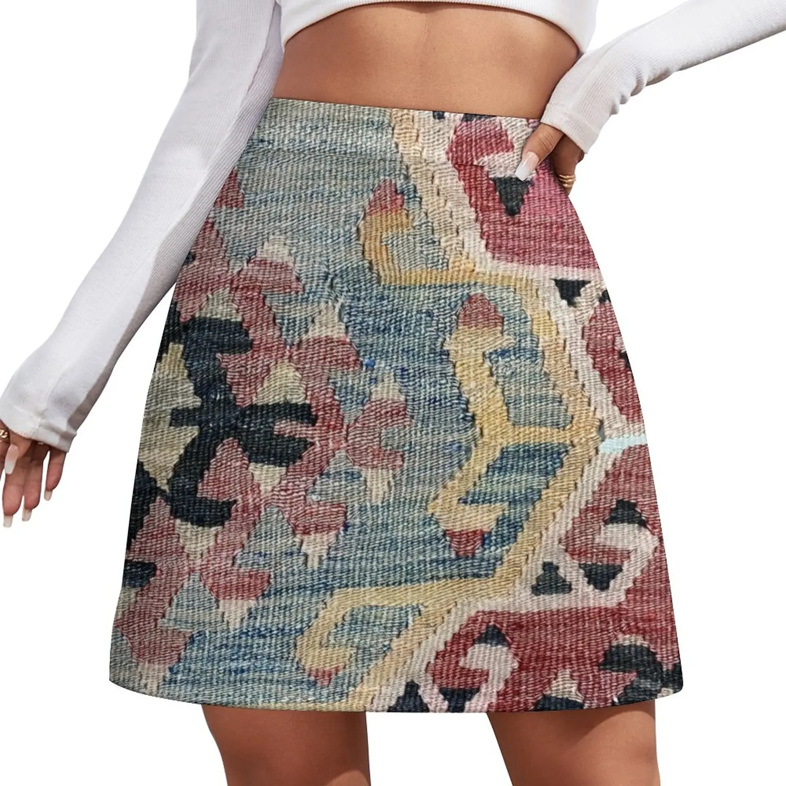 Bohemian Kilim, Navaho Weave, Woven Textile, Persian Carpet Mini Skirt women's clothing summer 2023 novelties School uniform