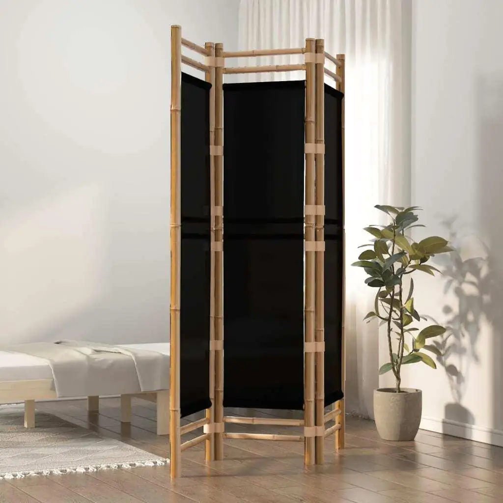 

47.2 Inch Bamboo & Canvas 3-Panel Folding Room Divider - Stylish Partition for Home Decor