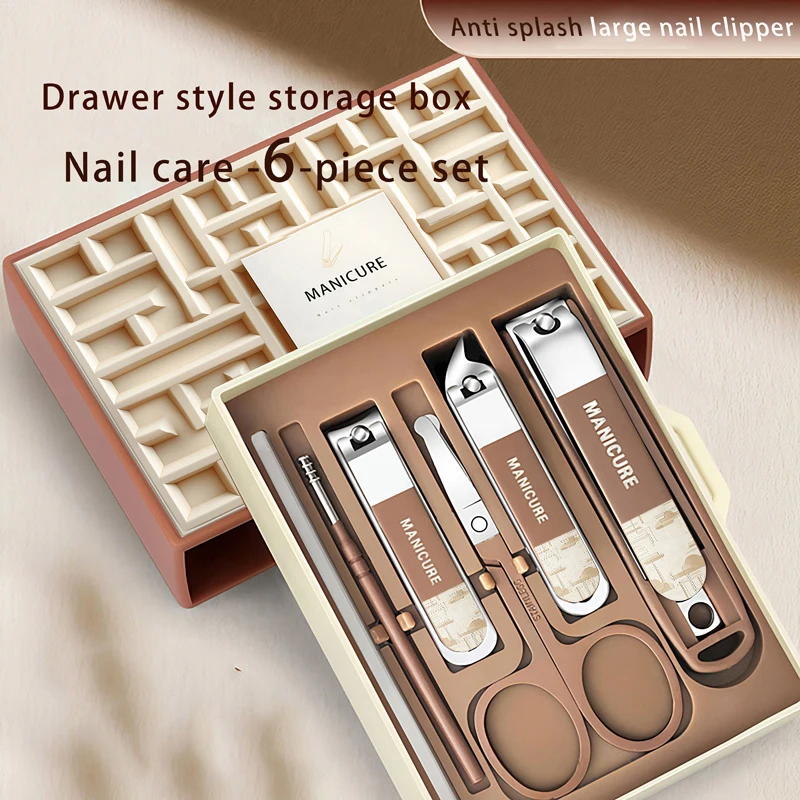 Anti-Splash Nail Clipper Set, Creative Drawer Box, Home Nail Clippers, Manicure Tools, Slanted Clipper, Nail Art Tools