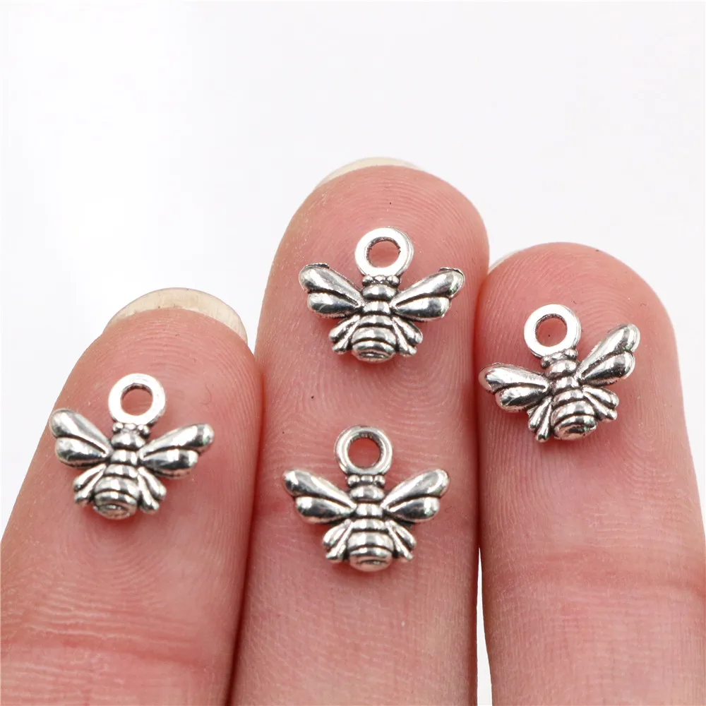 30pcs Charms bee 10x11mm Tibetan Silver Plated Bronze Pendants Antique Jewelry Making DIY Handmade Craft