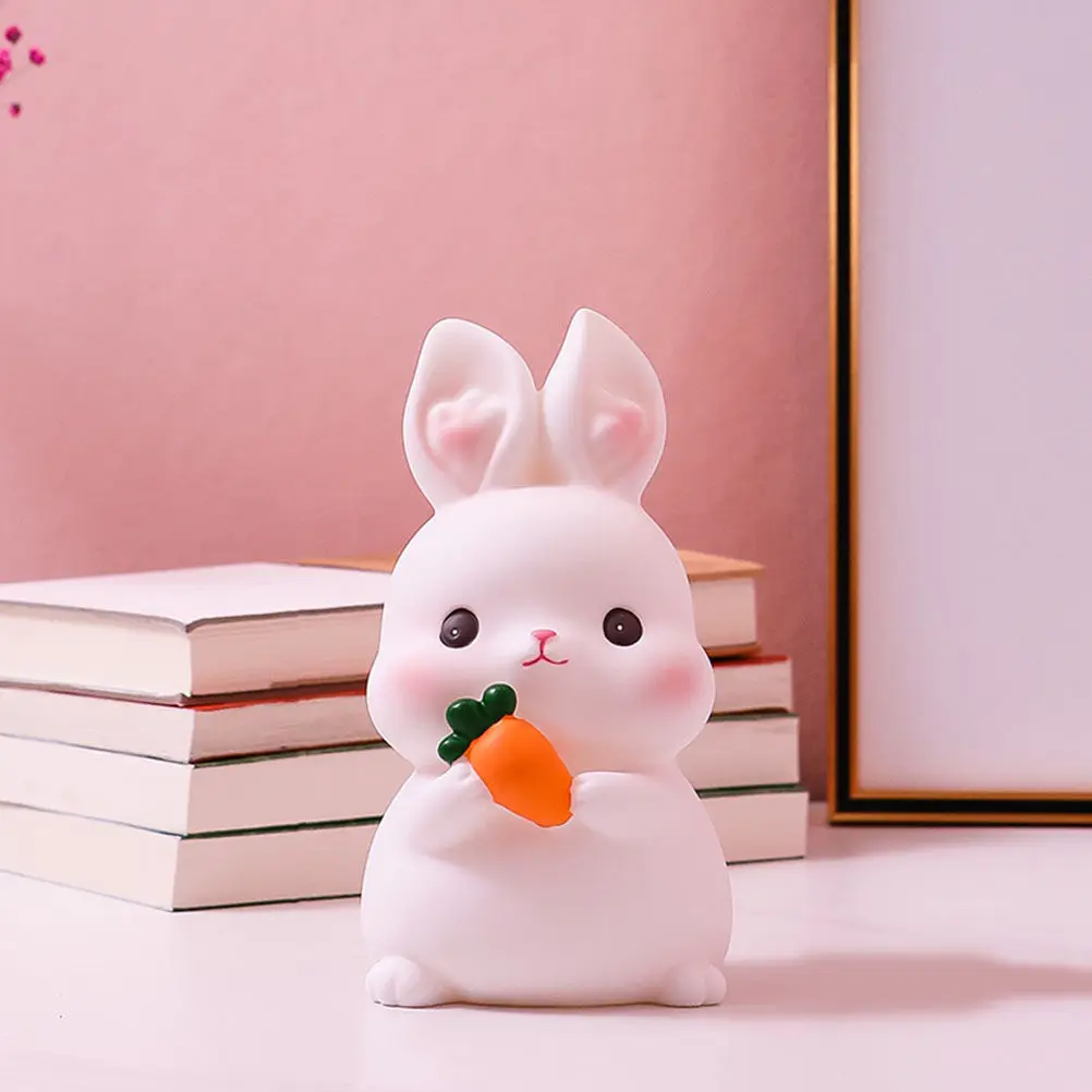 

Виниловая копилка-кролик: милая банка для сбережений, настольное украшение, детская копилка, небьющийся контейнер для монет в виде зайчика